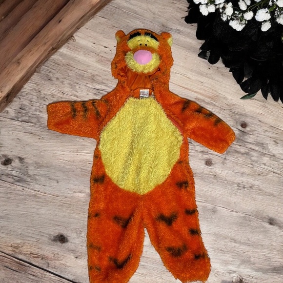 Disney Other - DISNEY TIGGER BABY COSTUME - INFANT SIZE - PLUSH HOODED ONESIE